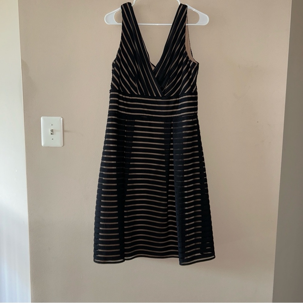 White House Black Market Black and Tan Midi Dress